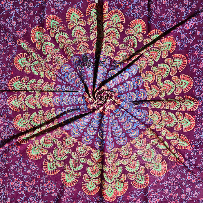 Cannes Vibrance Lightweight Floral Cotton Scarf — Burgundy - Sweet Us