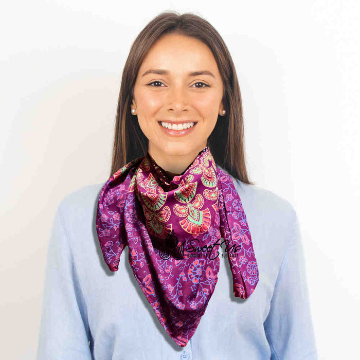Cannes Vibrance Lightweight Floral Cotton Scarf — Burgundy - Sweet Us