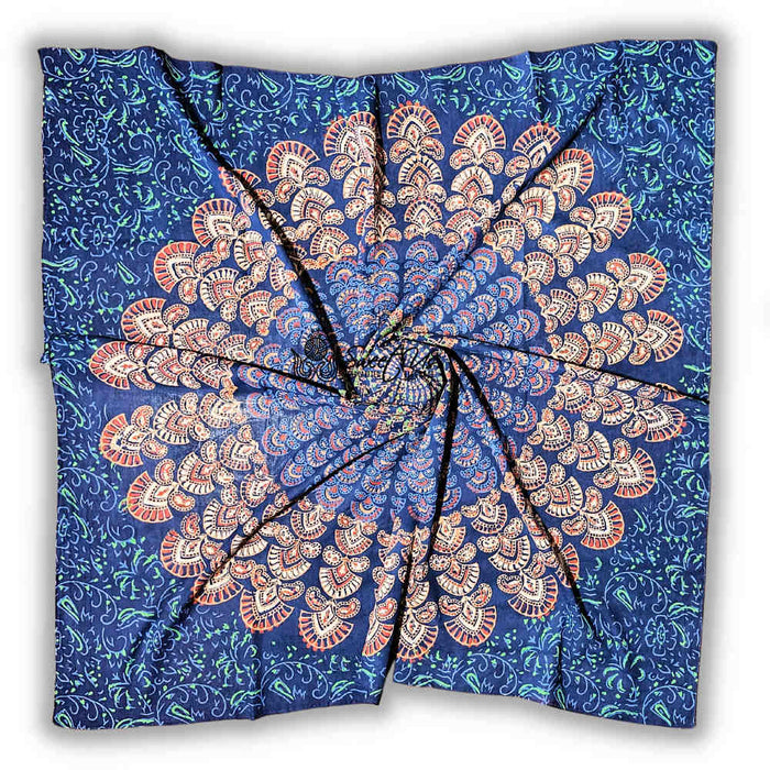 Cannes Vibrance Lightweight Floral Cotton Scarf — Neptune Blue - Sweet Us