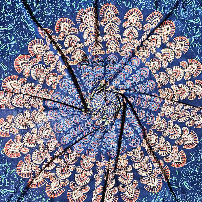 Cannes Vibrance Lightweight Floral Cotton Scarf — Neptune Blue - Sweet Us