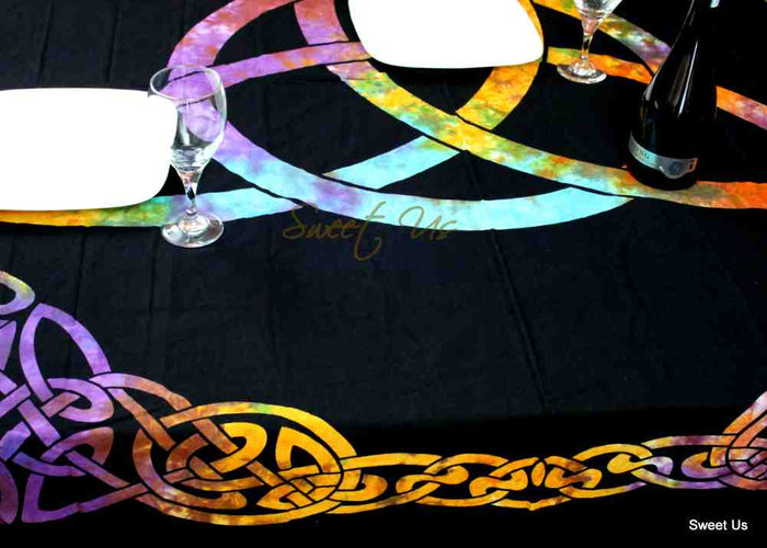 Celtic Triquetra Cotton Tablecloth — Aurora Trinity - Sweet Us