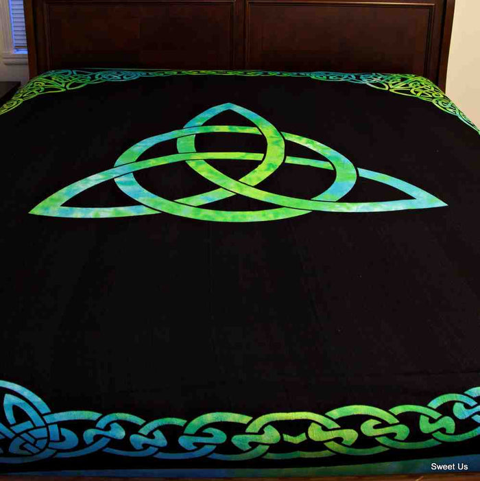 Cotton Celtic Trinity Heavy Triquetra Tablecloth with Fringes - Sweet Us