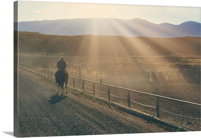 Checking the Lot at Sunset Canvas Print