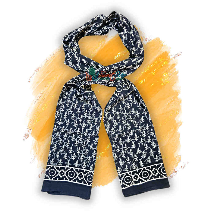 Chiara Petals Lightweight Floral Cotton Long Scarf — Noir - Sweet Us
