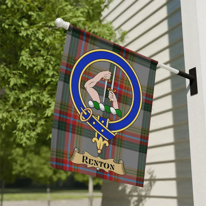 Renton Clan Crest Tartan Banner Garden Flag