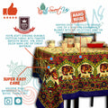 Cotton Elephant Floral Tablecloth Rectangle Blue Red Green Kitchen Dining Linen