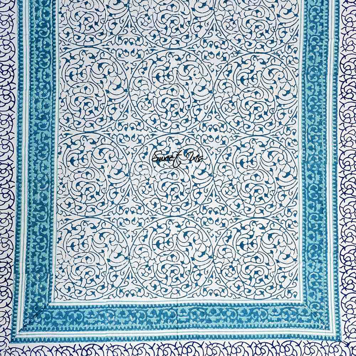 Cotton Eterna Vine Floral Tablecloth Rectangle White, Blue - Sweet Us