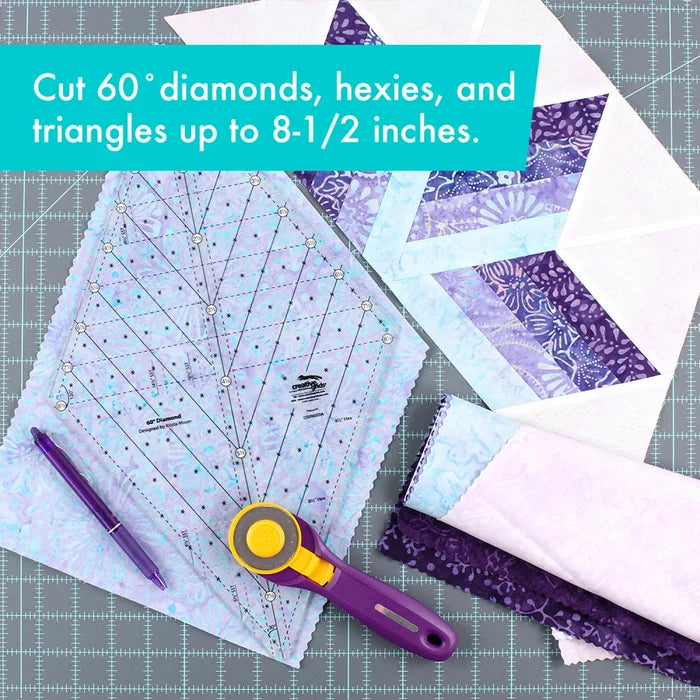 Creative Grids 60° Diamond Ruler by Krista Moser | Quilt Ruler for Diamonds & Triangles