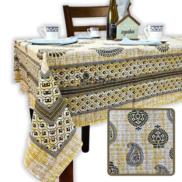 Crown Paisley Cotton Floral Tablecloth Rectangle, Canyon Clay - Sweet Us