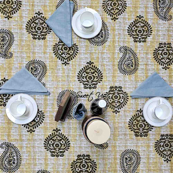 Crown Paisley Cotton Floral Tablecloth Rectangle, Canyon Clay - Sweet Us