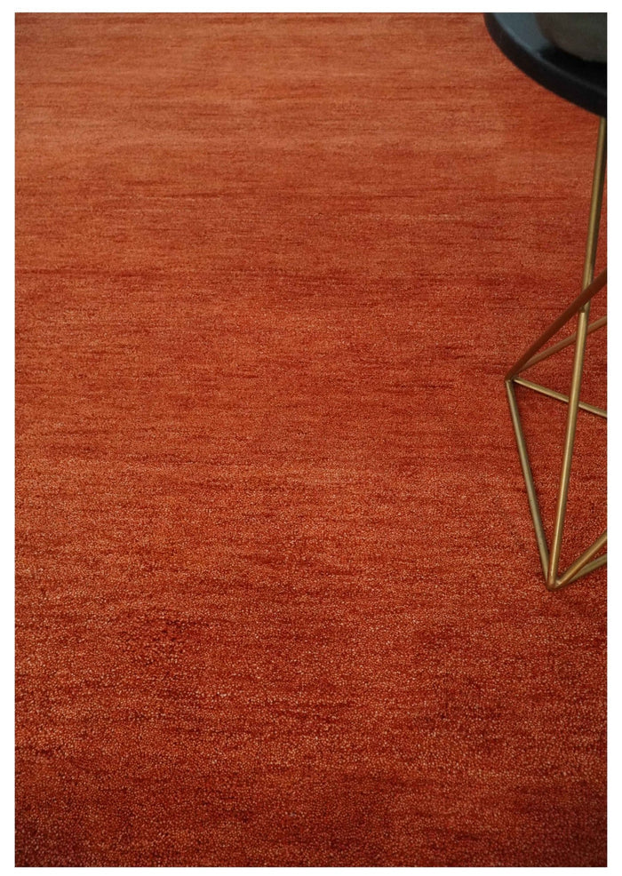 Custom Made Solid Plane Rust Woolen Hand Tufted Multi Size wool Rug - The Rug Decor
