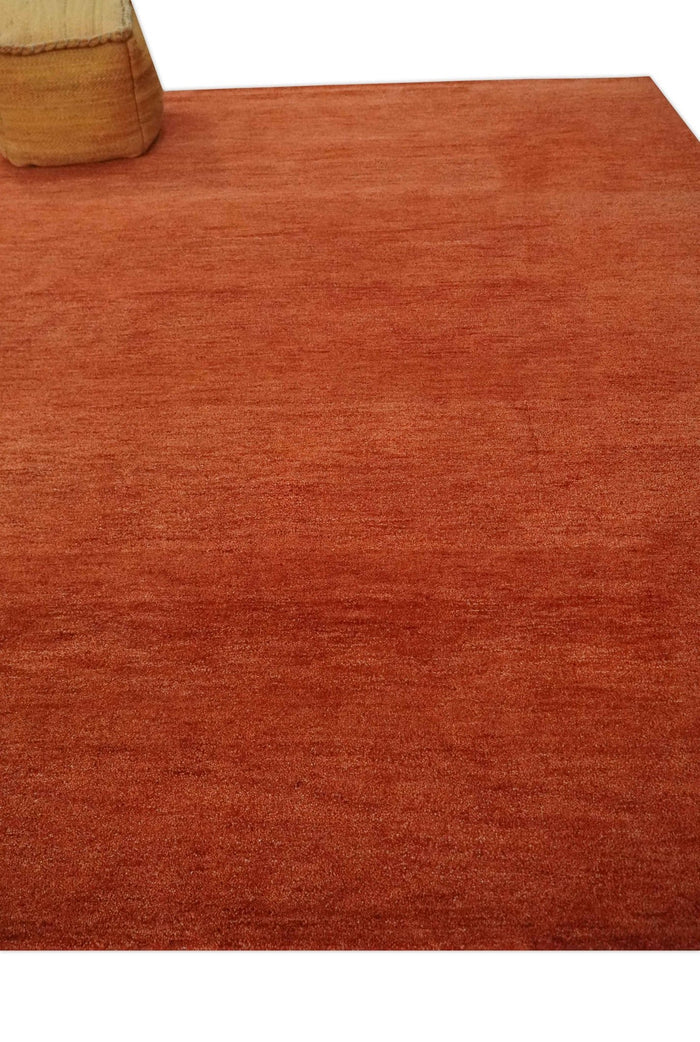 Custom Made Solid Plane Rust Woolen Hand Tufted Multi Size wool Rug - The Rug Decor