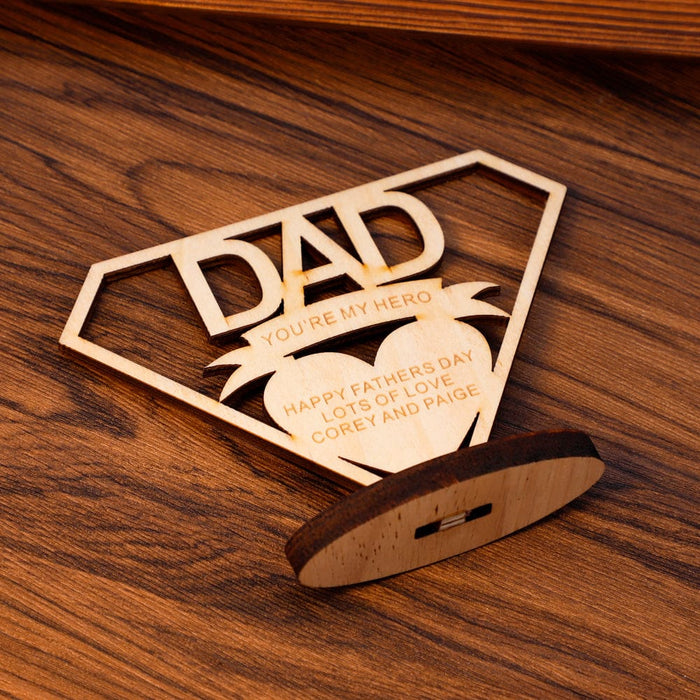 Dad is My Hero-Father's Day Gift Creative Removable Wooden Ornaments-Personalized Other Accessories MelodyNecklace