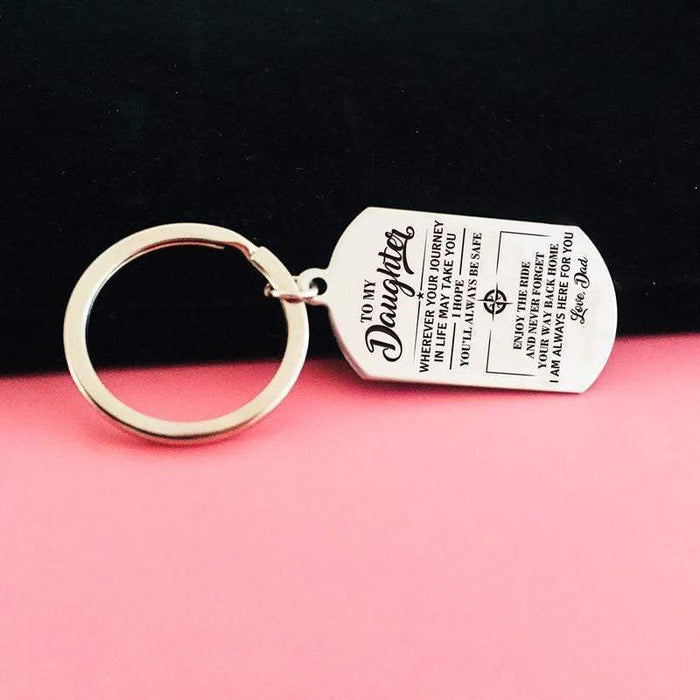 Dad To My Daughter-Wherever Your Journey In Life May Take You Keychain MelodyNecklace