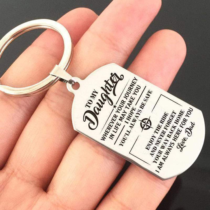 Dad To My Daughter-Wherever Your Journey In Life May Take You Keychain MelodyNecklace