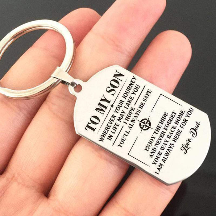 Dad To My Son-Wherever Your Journey In Life May Take You Keychain MelodyNecklace