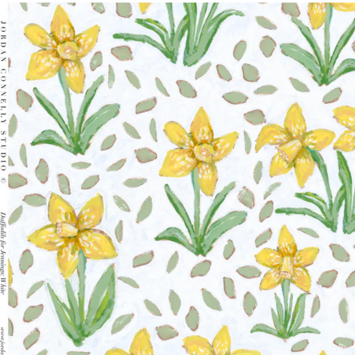 Daffodils for Jennings in White Wallpaper SWATCH
