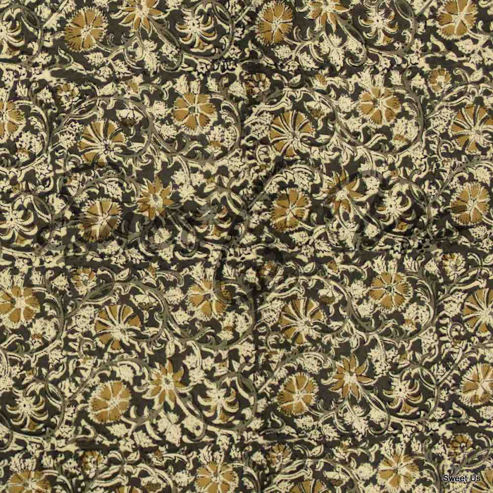 Cotton Vegetable Dye Hand Block Print Tablecloth Rectangle Green Gold Beige - Sweet Us