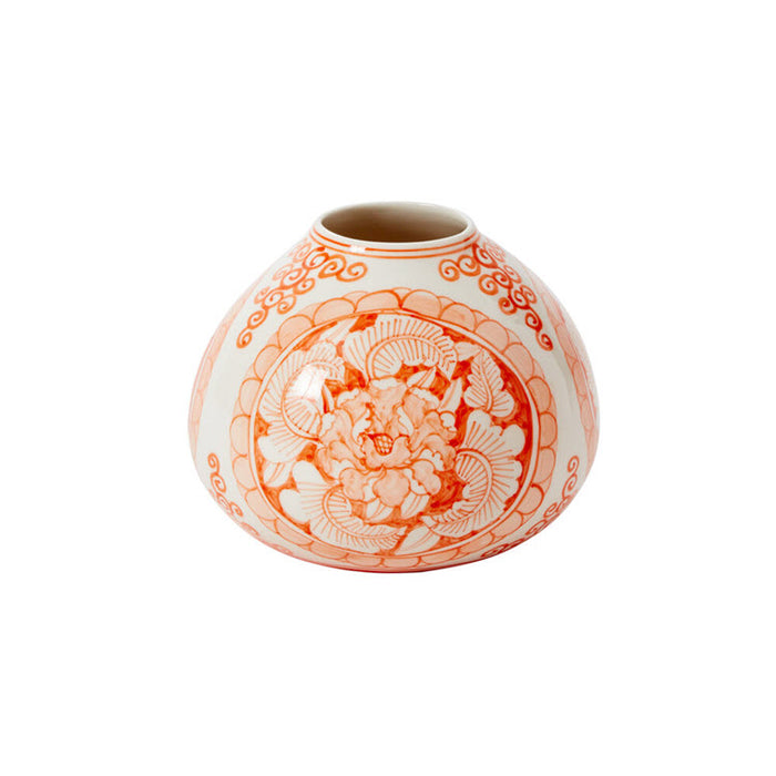 Eleanor Chinoiserie Vase Coral 4.75"