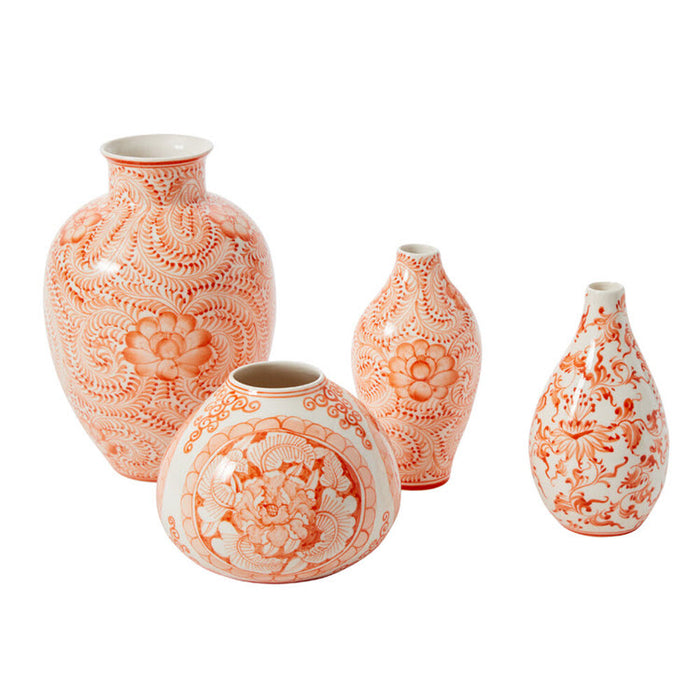 Eleanor Chinoiserie Vase Coral 4.75"