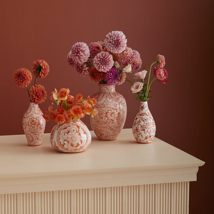Eleanor Chinoiserie Vase Coral 4.75"