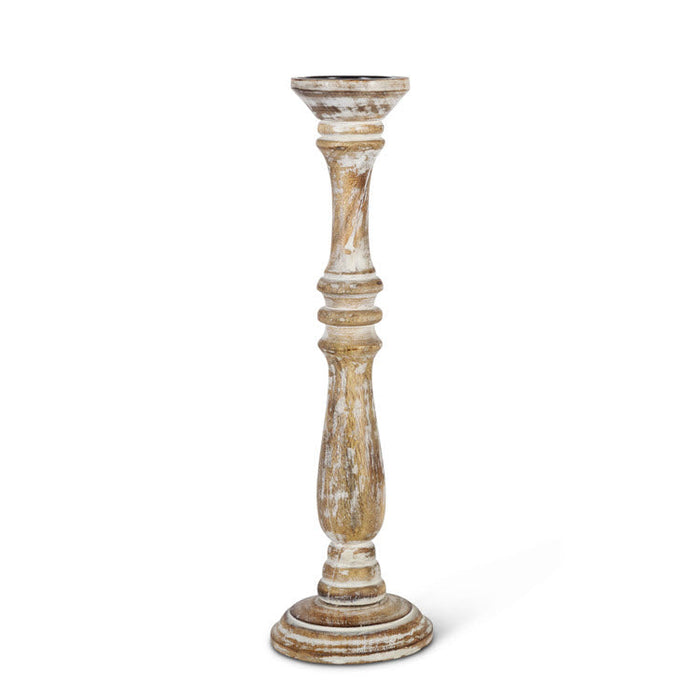 Estelle Wood Pillar Holder 20" Set/2