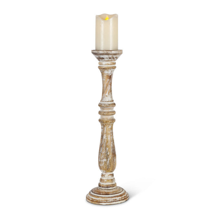 Estelle Wood Pillar Holder 20" Set/2