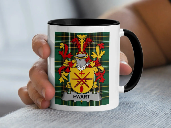Ewart Irish family crest black accent mug