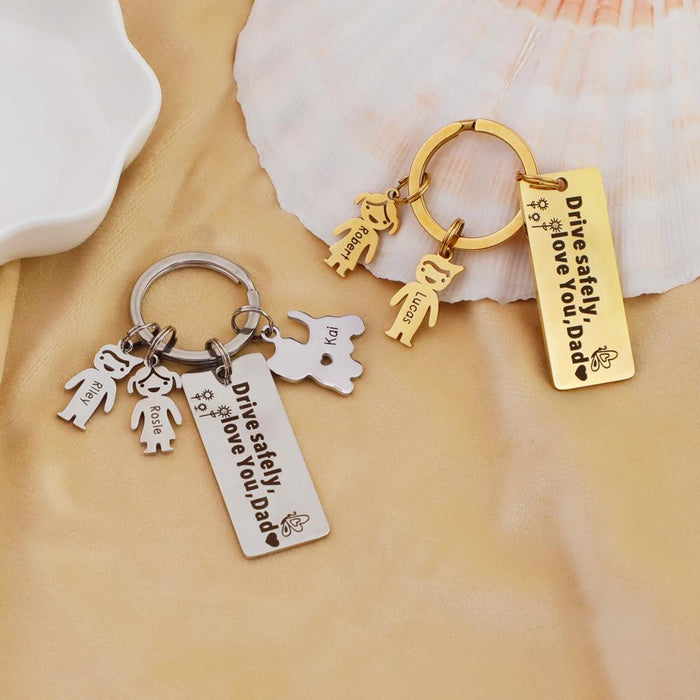 Christmas Gift for Dad Customized Family Kids Charm Keychain（we ship worldwide） Necklace for man MelodyNecklace