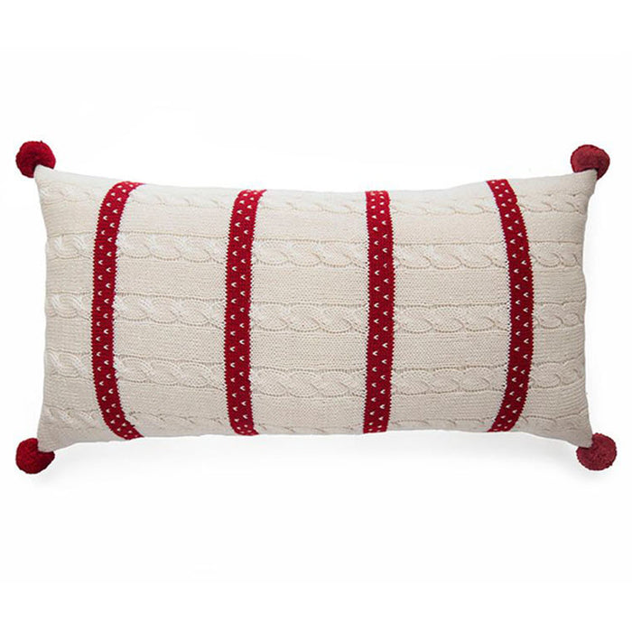 Festive Fair Trade Cable Knit Lumbar Pillow