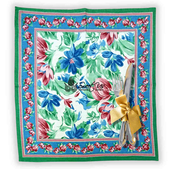 Fleur De Lush Floral Cotton Kithen Dining Set of 4 Napkins - Sweet Us