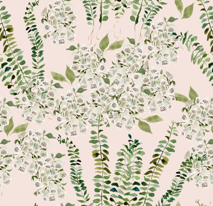 Foxglove Vine in Blush Wallpaper