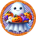 H113 Halloween Sign,  Metal Sign, Wreath Sign, Wreath Center