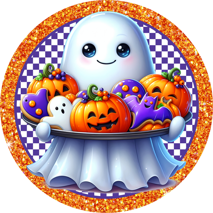 H113 Halloween Sign,  Metal Sign, Wreath Sign, Wreath Center
