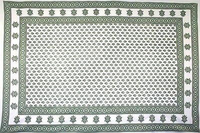 Handmade 100% Cotton Monotone Buti Floral Tapestry Tablecloth Spread Twin Green - Sweet Us