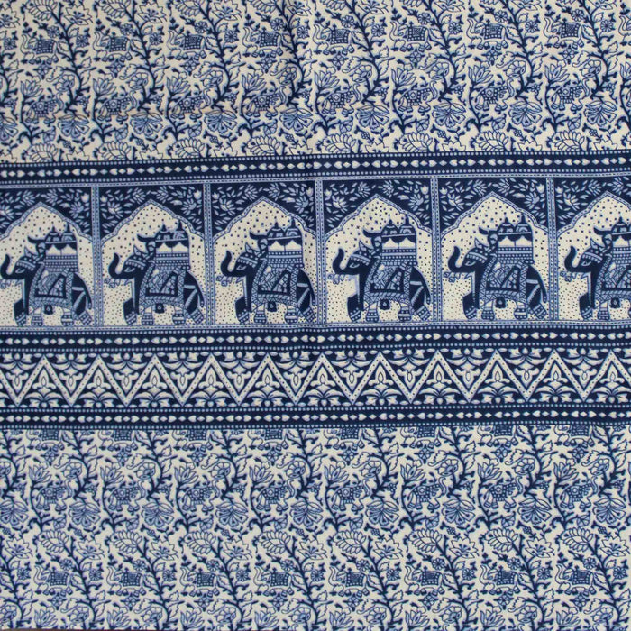 Handmade Floral Elephant Print Cotton Rectangular Tablecloth 60 x 90 inches Blue Green Burgundy Kitchen Table Linen - Sweet Us