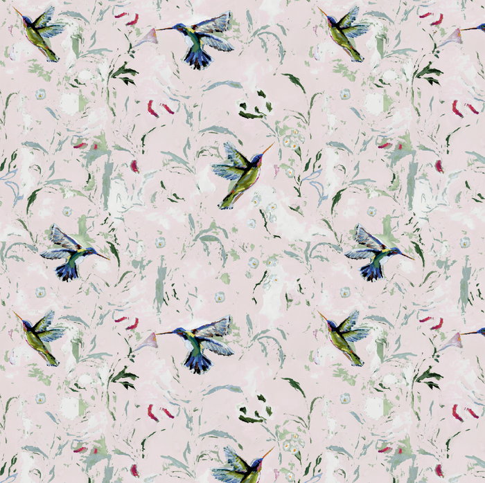 Hummingbird in Blush Wallpaper