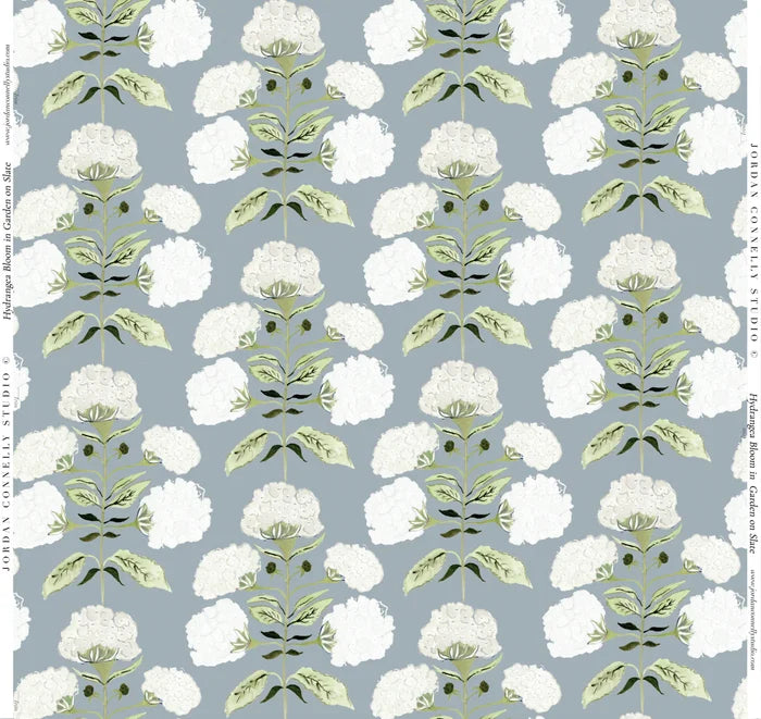 Hydrangea Bloom in Garden on Slate Wallpaper SWATCH