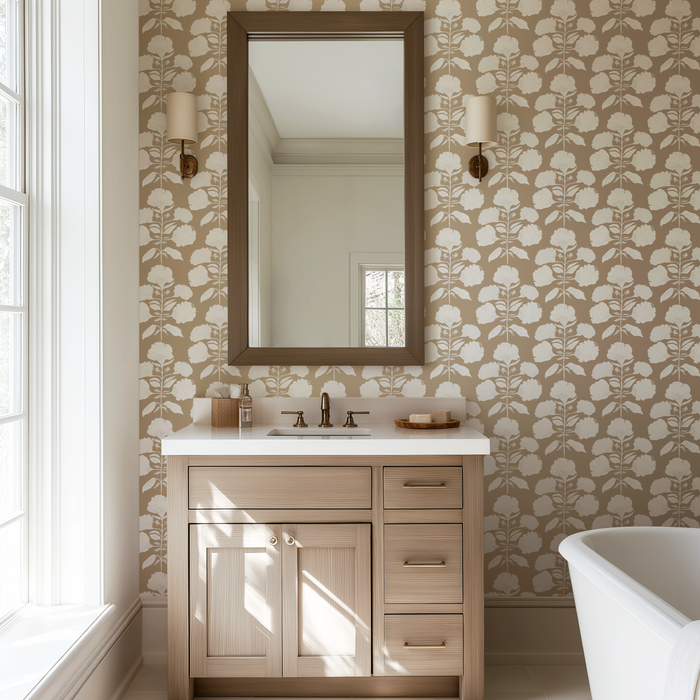 Hydrangea Bloom in Salt on Sand Wallpaper