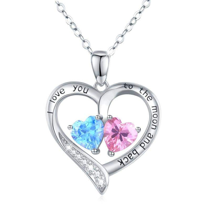 I Love You to The Moon and Back Opal Moon and Star Heart Necklace Valentine Necklace MelodyNecklace