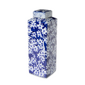 Imperial Ceramic Floral Square Jar Indigo Large