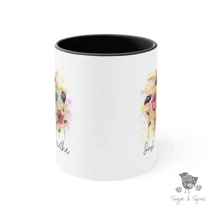 Just Breathe Watercolor Flowers Coffee Mug - Premium Mug from Printify - Just $18! Shop now at Sugar and Spice Paper