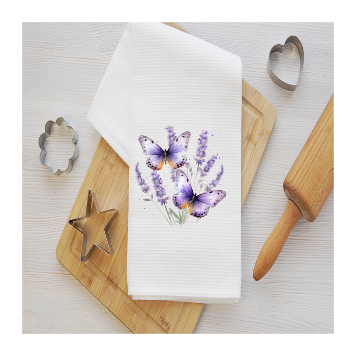 Lavender and Butterfly Tea Towel, Spring Kitchen Décor, Spring Hostess Gift