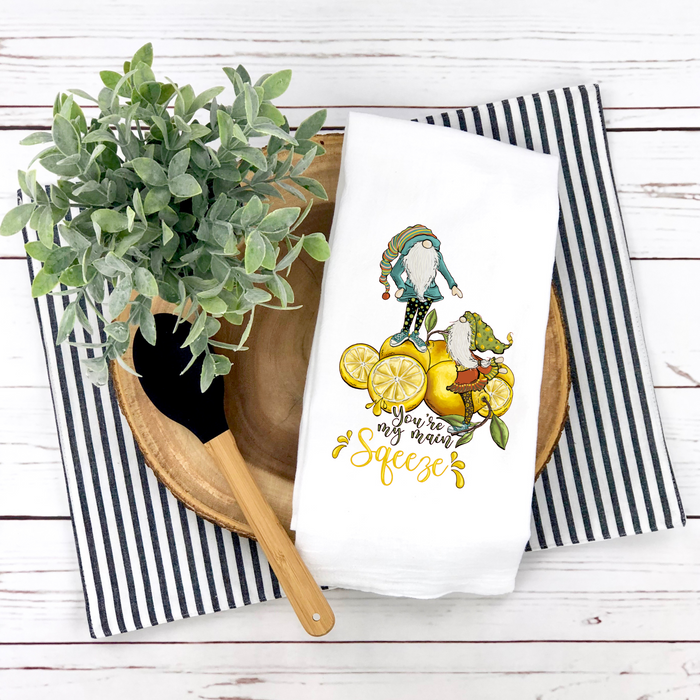 Lemon Gnome Design,  You're My Main Squeeze, Summer Tea Towel,  Kitchen Décor, Hostess Gift