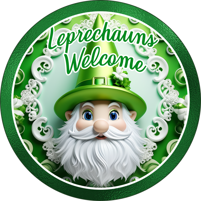 Leprechauns Welcome Sign, St Patrick Sign,  Wreath Attachment, Wreath Center