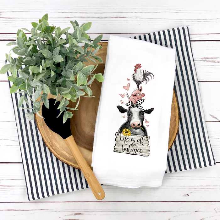 Life Is All About Balance, Animal Tea Towel, Kitchen Décor, Party Décor