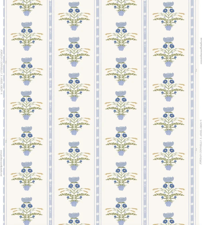Lotus Garden in Blue Wallpaper SWATCH