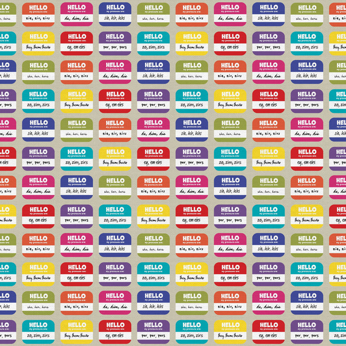 Love is Love Pride Fabrics - Pronoun Badges Rainbow - by Mx Domestic