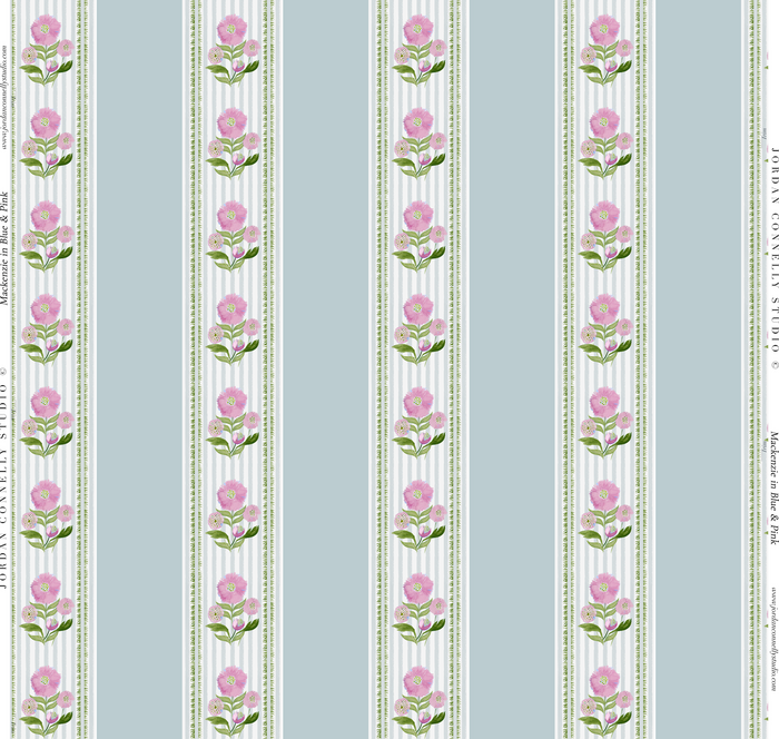 Mackenzie in Blush on Blue Wallpaper SWATCH
