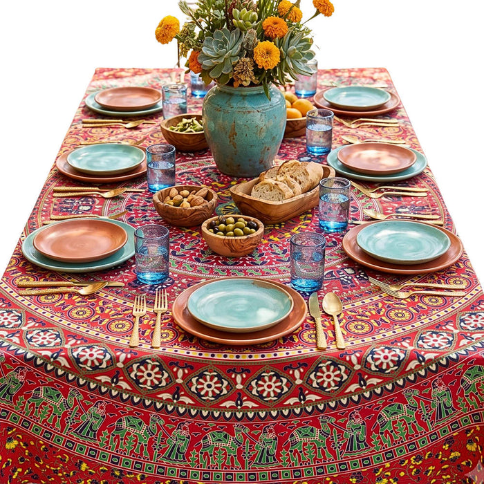 Mayura Peacok Mandala Tablecloth & Bedspread — Garnet - Sweet Us